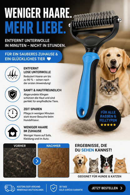 FurMaster™– Professionelle 2-in-1-Bürste zum Entfernen von Haaren und Verfilzungen