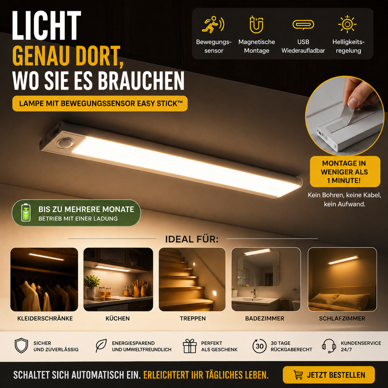 GlowSense™ Kabellose LED-Bewegungslampe